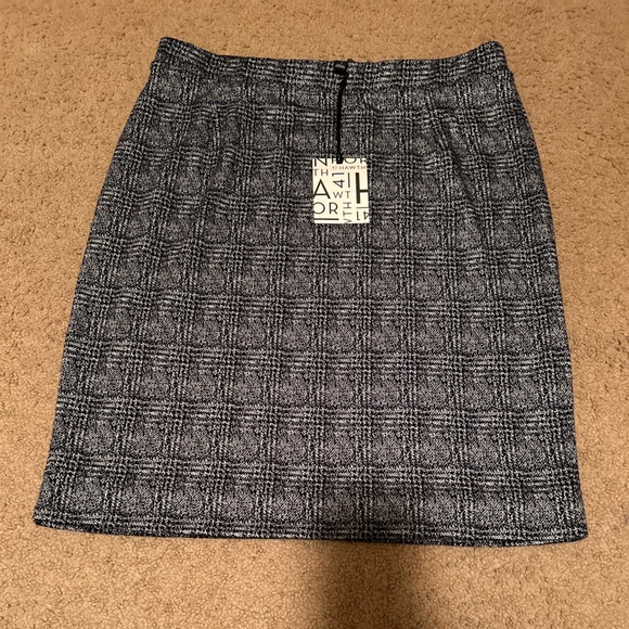 New Pencil Skirt pull on gray Houndstooth Plaid Stretch Size XL Jersey 41Hawthor - Picture 7 of 12